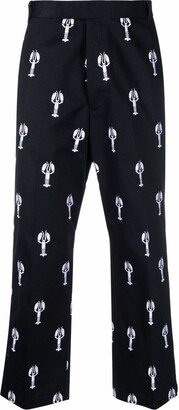 Lobster-Motif Cropped Trousers