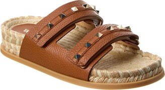 Rockstud Grainy Leather Sandal