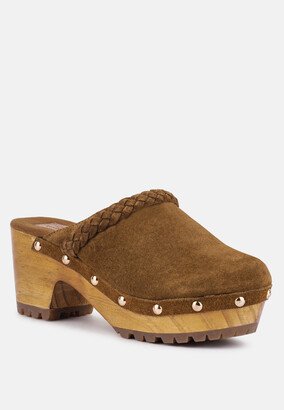 Rag & Co INCA Tan Fine Suede Leather Clogs