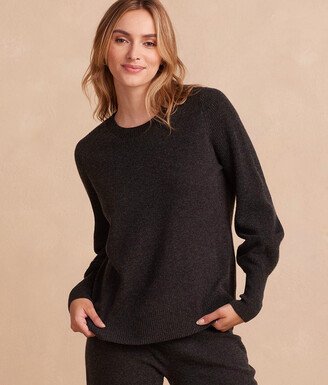 The Coziest Cashmere Blend Bishop-Sleeve Sweater - Charcoal