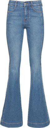 Side logo high waist flared jeans