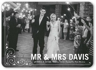 Wedding Announcements: Formal Scroll Wedding Announcement, White, Matte, Signature Smooth Cardstock, Rounded