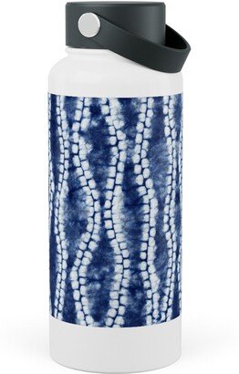 Photo Water Bottles: Shibori Ripples - Blue Stainless Steel Wide Mouth Water Bottle, 30Oz, Wide Mouth, Blue