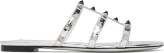 Silver Rockstud Slides