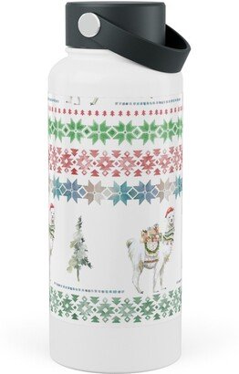 Photo Water Bottles: Christmas Llama Sweater Print - Multi Stainless Steel Wide Mouth Water Bottle, 30Oz, Wide Mouth, Multicolor