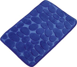 Unique Bargains Cobblestone Pattern Bathroom Rugs Polyester Bath Mat Machine Washable Dark Blue 80x50cm