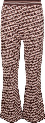 All-Over Patterned Flared Trousers