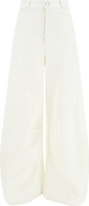 High-Waist Wide-Leg Logo Patch Trousers