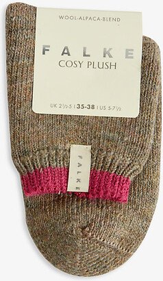 Womens Nut Mel. Cosy Plush Cushioned Stretch-knit Socks