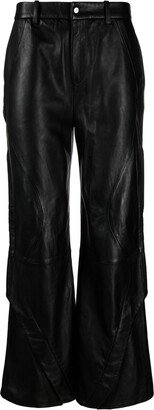 Inverse panelled wide-leg leather trousers