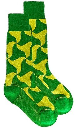 Wavy Triangle Cashmere Socks in Green