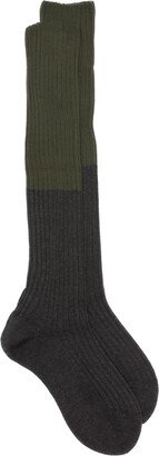 Bicolour Ribbed Knee High Socks