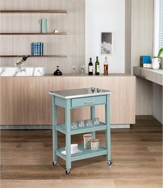 Colorado Kitchen Cart with Stainless Steel Top Blue