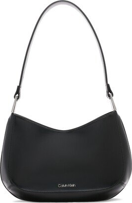 Charlie Double Compartment Shoulder Bag with Top Zipper - Black/silver