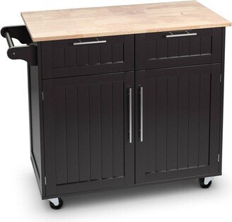 Rolling Kitchen Cart Island Heavy Duty Storage Brown Trolley Cabinet