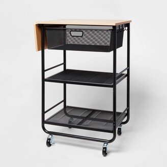 Metal Storage Cart with Mesh Drawer and Wood Top - Brightroom™