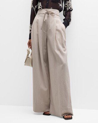 Wool High Rise Wide-Leg Pants