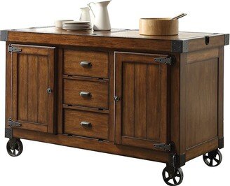 Kitchen Cart with 3 Drawers in Antique Tobacco