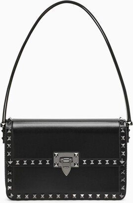 Black leather Rockstud shoulder bag-AA