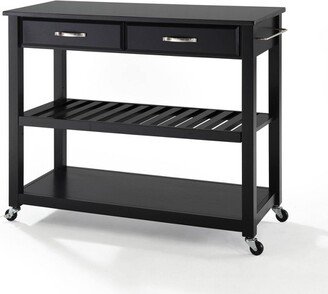 Black Granite Top Kitchen Prep Cart Black