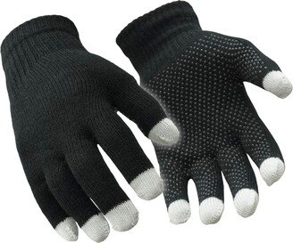 Men's Touchscreen Pvc Dot Grip Black Knit Gloves