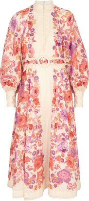 Raie Billow Floral-print Linen Midi Dress