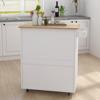 Kitchen island rolling trolley cart with towel rack