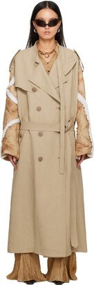 Beige Patchwork Trench Coat