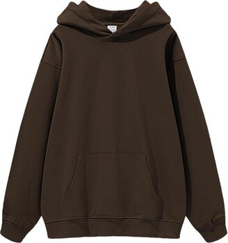 Bairmild Women's Oversized Hoodie Fleece Drop Shoulder Hooded Sweatshirts Long Sleeve Kangaroo Pocket Hooded Pullover Tops Brown