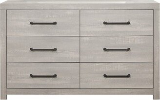 60 White Wash Solid Wood Six Drawer Double Dresser