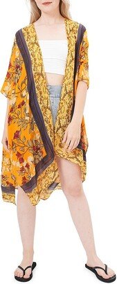 Save The Ocean Floral & Snake Print Chiffon Cover-Up Kimono