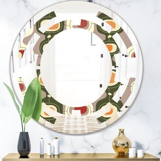 Designart 'Retro Abstract Design X' Printed Modern Round or Oval Wall Mirror - Space