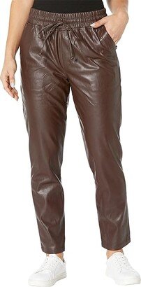 Alanna -Faux Leather Drawstring Pants (Chocolate) Women's Casual Pants