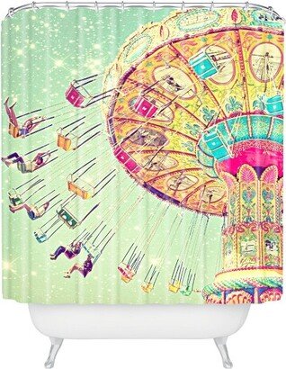 Shannon Clark Swinging Through Stars Shower Curtain Green