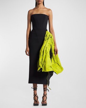 Hyssop Contrast Drape Strapless Midi Dress