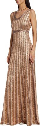 Degradé Sequin Striped Floor-Length Gown