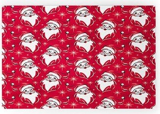 Heather Dutton Tis The Season Retro Santa Red Welcome Mat -Society6