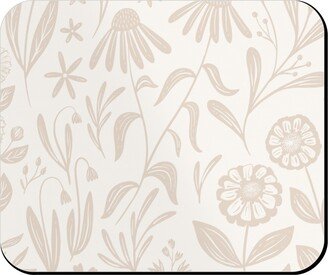 Mouse Pads: Wildflowers - Tan And Cream Mouse Pad, Rectangle Ornament, Beige