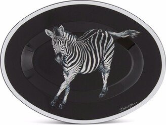 Zebra-Print Wooden Tray