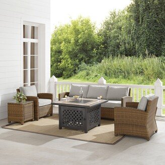 Crosley Furniture Bradenton 5Pc Outdoor Wicker Sofa Set W/Fire Table