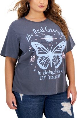 Grayson Threads, The Label Trendy Plus Size The Real Growth Butterfly Graphic T-Shirt