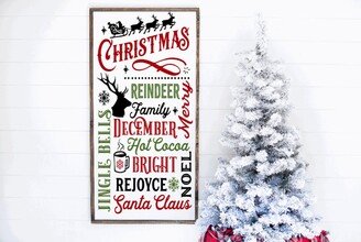 Christmas Word List Sign, Modern Farmhouse Decor, Wood Framed Holiday Wall Art, Festive Home Decor