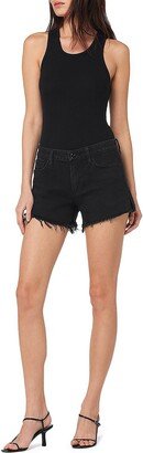 Womens Frayed Hem Denim Denim Shorts