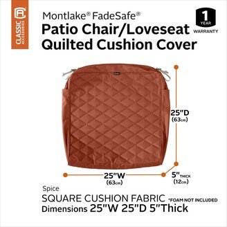 Montlake Water-Resistant 25 x 25 x 5 Inch Patio Quilted Seat Cushion, Spice