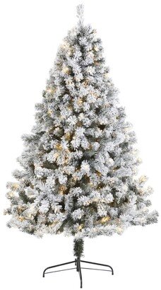 Flocked West Virginia Fir Artificial Christmas Tree with 350 Clear Led Lights