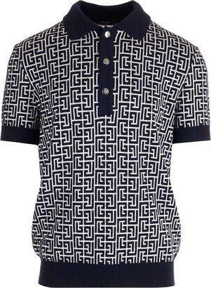 Monogram Printed Knitted Polo Shirt-AA