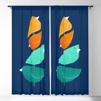 Bird Stack III Illustration Blackout Curtains