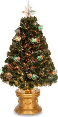 National Tree 36 Inch Fiber Optic Fireworks Tree with Double Bells in Gold Base (SZFX7-165L-36)