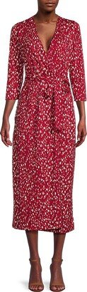 Renee C. Jersey Dotted Wrap Midi Dress