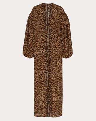 CREPE DE CHINE ANIMALIER KAFTAN DRESS